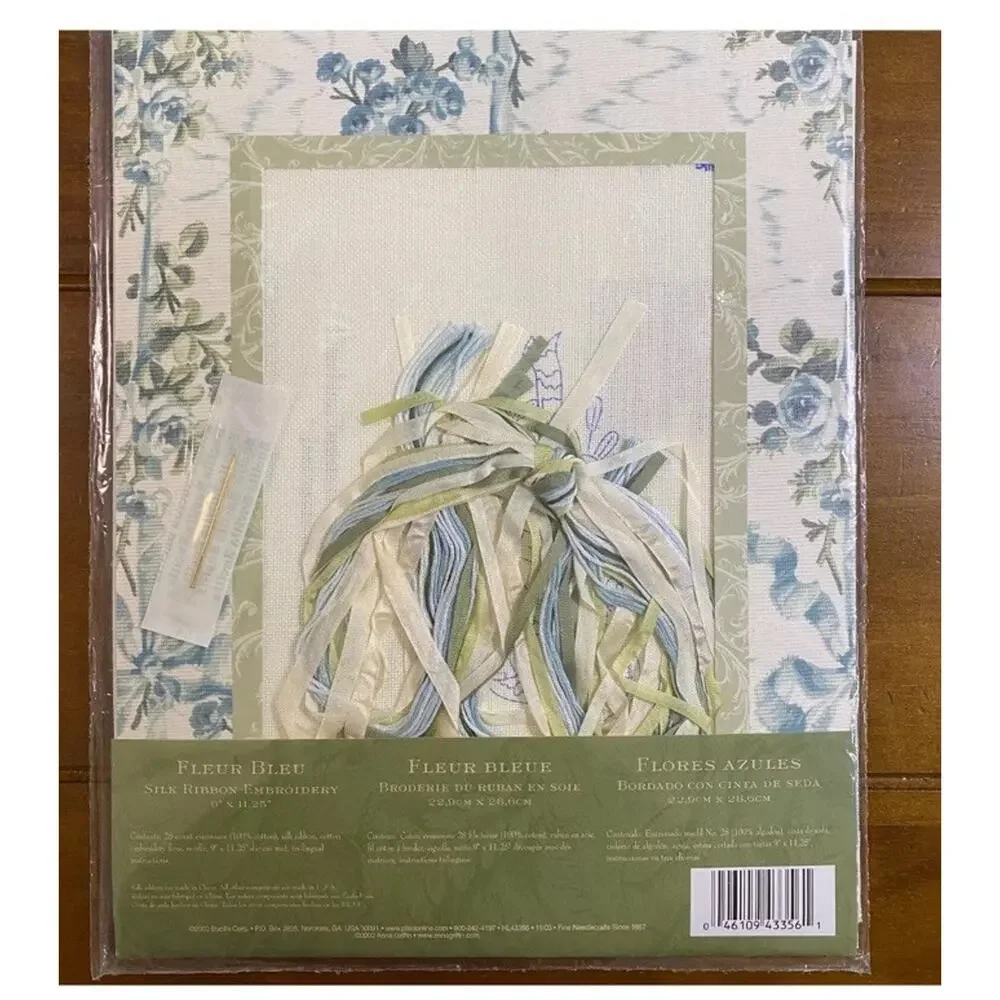 Vintage Bucilla Anna Griffin Silk Ribbon‎ Fleur Bleu Embroidery Kit 43356 NEW